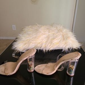 Clear heel slippers